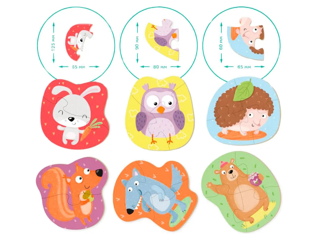 Puzzle 2-3-4 Elements Forest animals