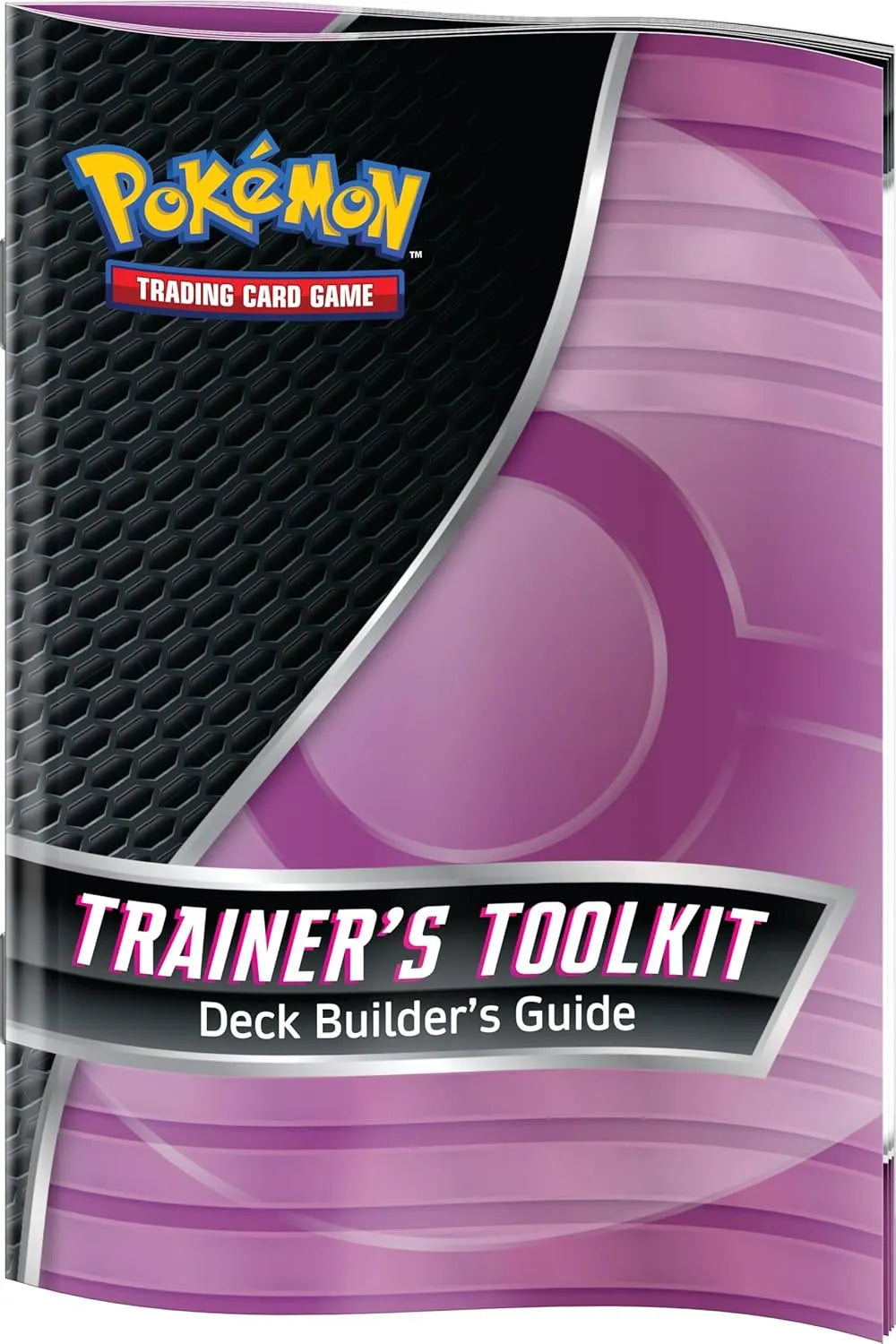 Pokémon TCG Trainer's Toolkit 2025 kāršu komplekta vāks ar violetu dizainu, melnu šūnveida rakstu un spēles logo.