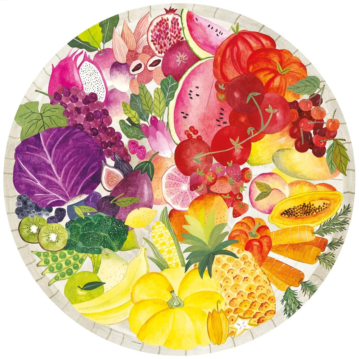 Brain Games LV Puzzle 500 Circle of Colours Fruits and Vegetables