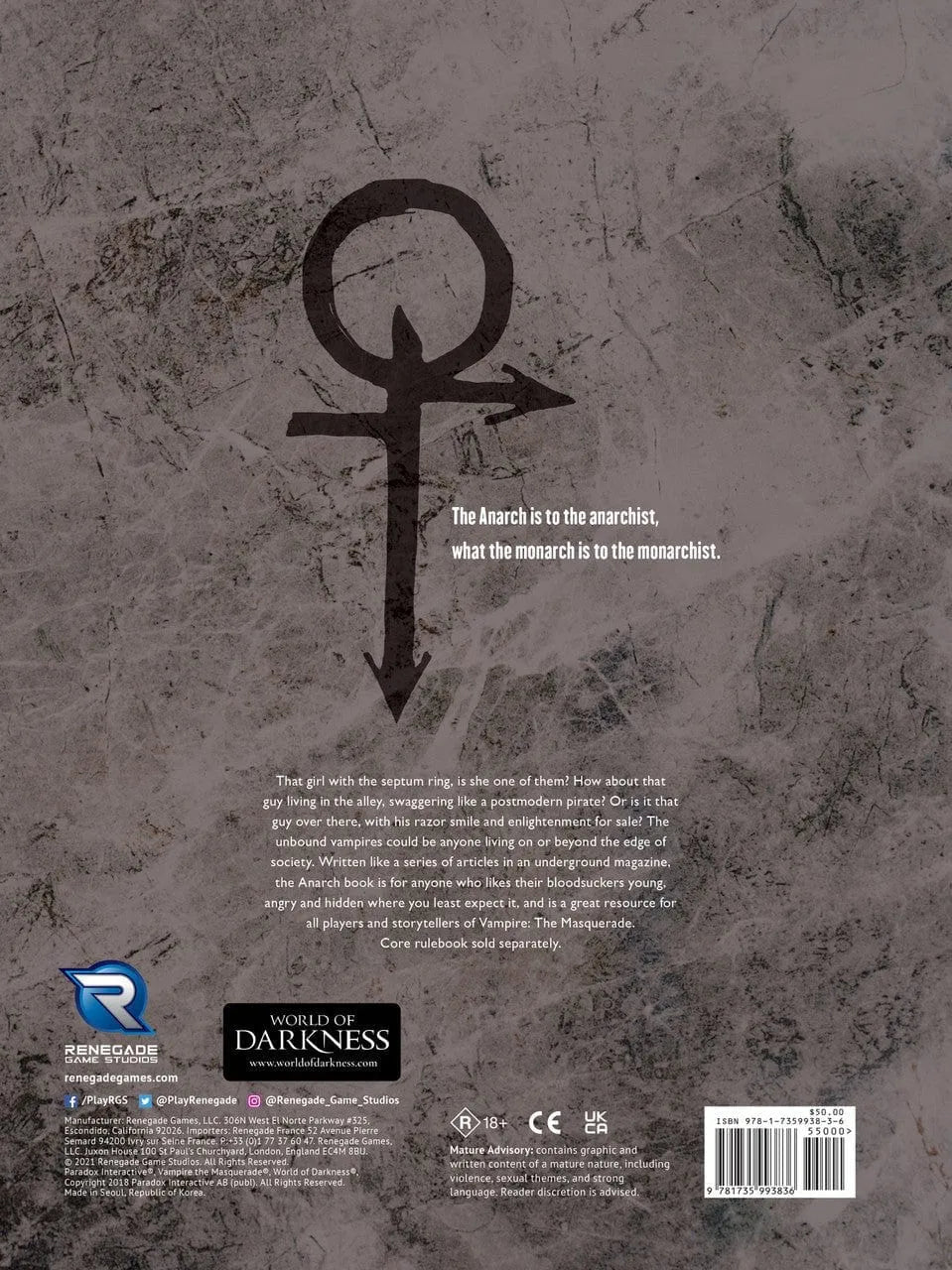 Brain Games LV galda spēles Vampire the Masquerade 5th Anarch Sourcebook