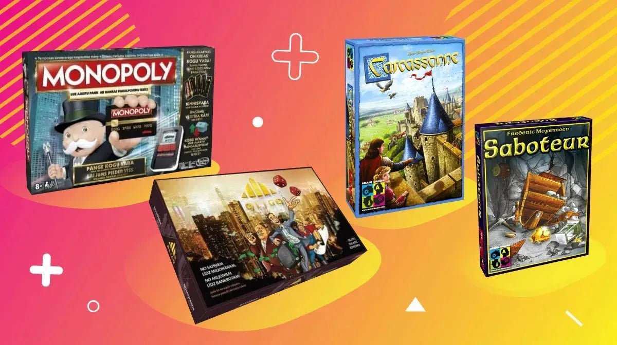 Spēļu papildnoteikumi „asumiņam“: Saboteur, Oligo, Monopols un Carcassonne-Brain Games LV