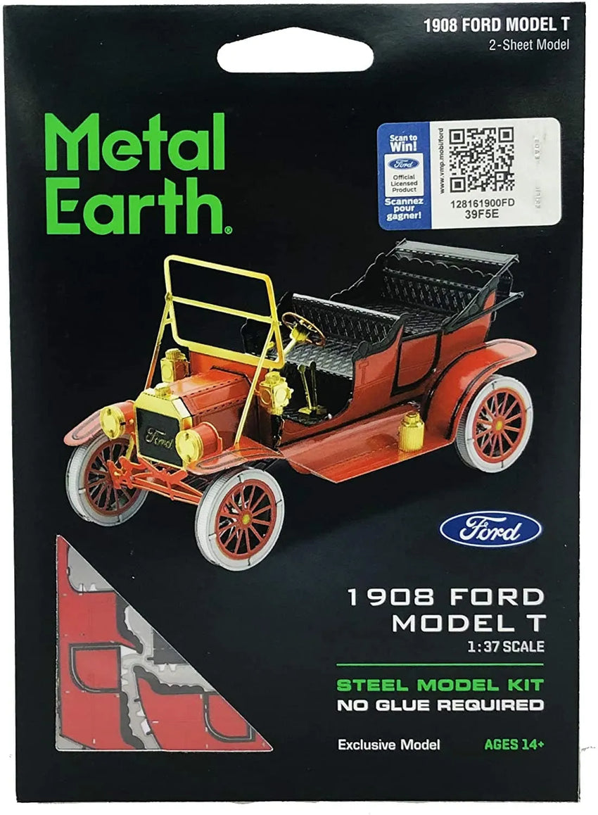 Brain Games LV Mēroga modelis 1908 Ford Model T, Red/Gold, metāla konstruktors