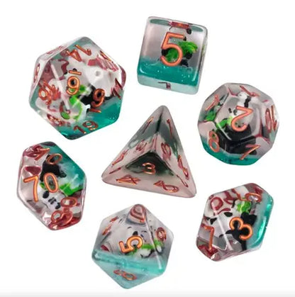 Set of 7 Resin Dice – Insert Range – in Box – Panda