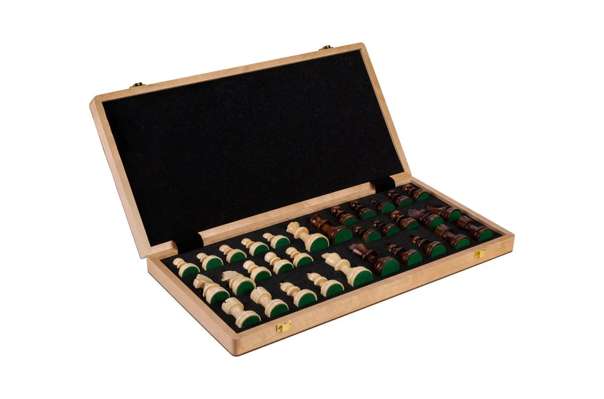 Folding chess set, luxury walnut & maple / PU 5