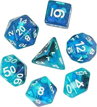 Set of 7 Resin Dice – Insert Range – in Box – Jellyfish (Phosphorescent)