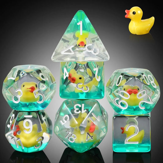Set of 7 Resin Dice – Insert Range – in Box – Duck