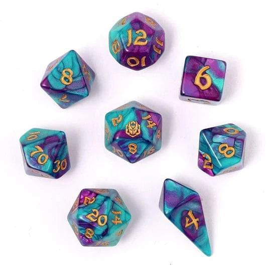 Brain Games LV 8 Piece RPG Dice Set Frostbloom