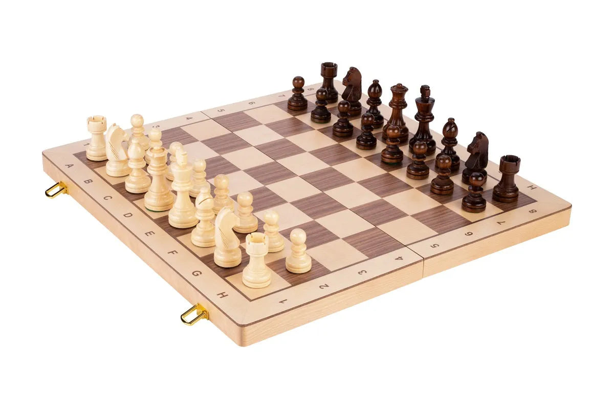 Folding chess set, luxury walnut & maple / PU 5