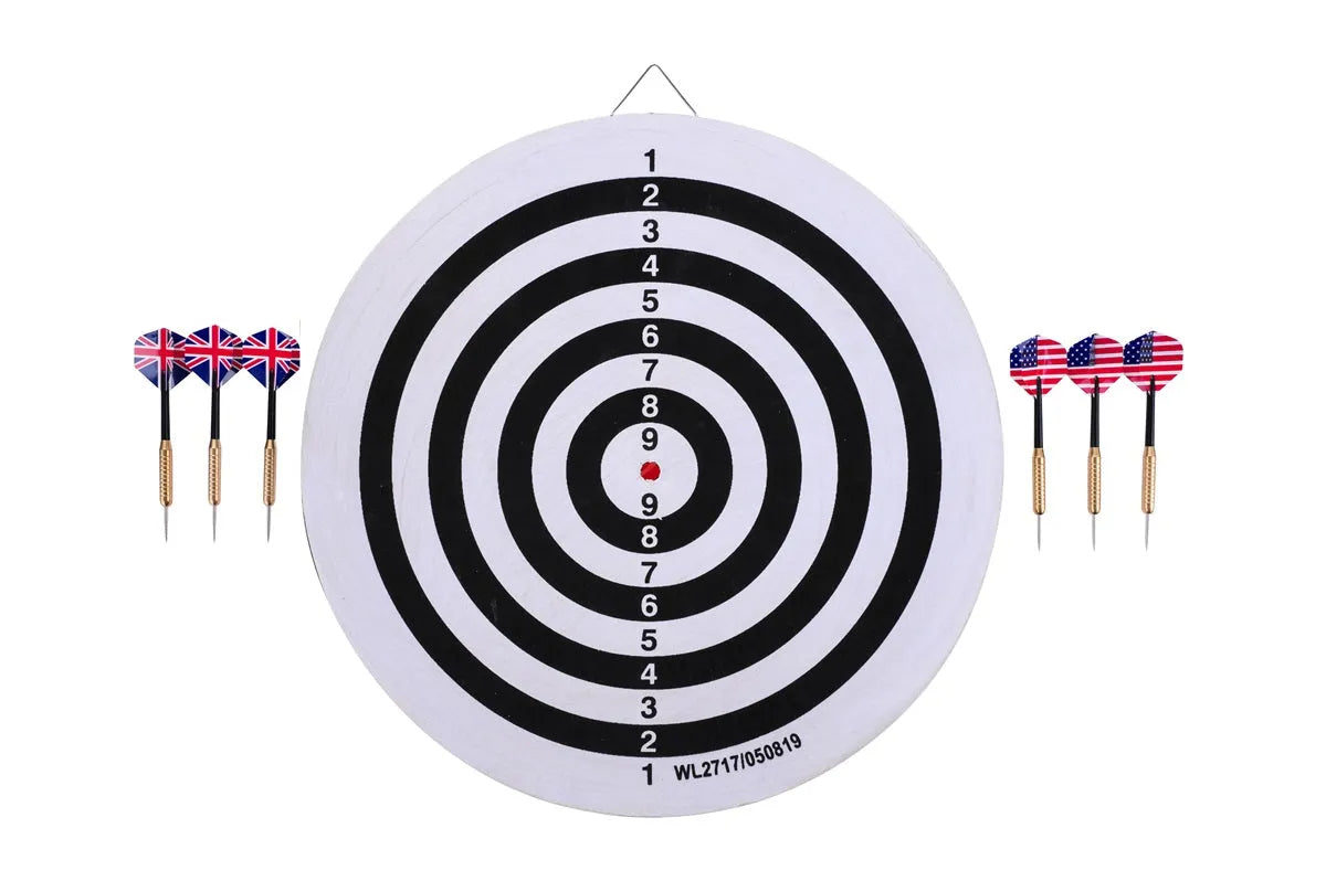 Dartboard flocked with 6 darts, thickness 2.5 cm / PU 6