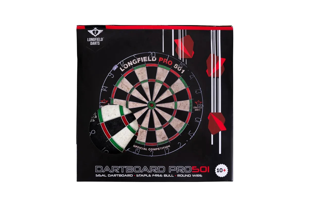Dartboard Pro 501, Chin sisal, staple-free bull, round wire / PU 4