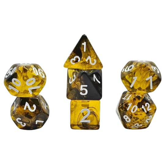 Transparent Dice Set: Bumblebee (7)