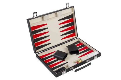 Brain Games LV Backgammon 15 ", red/black, in PU leather case