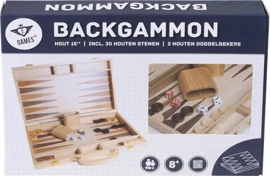 Brain Games LV Backgammon 15, wood inlaid