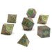 Brain Games LV Bard Solid Metal RPG Dice Set Glitter Green w/Gold (7)