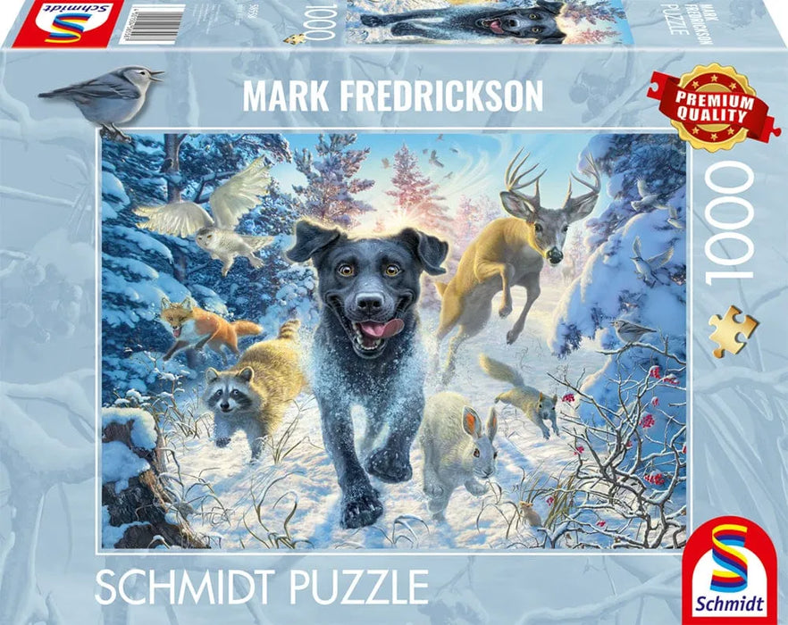 Brain Games LV Black Labrador in the snow