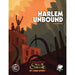 Call of Cthulhu Harlem Unbound 2. izdevuma cietā sējuma grāmatas vāks ar stilizētu Hārlemas pilsētas ilustrāciju oranžos toņos.