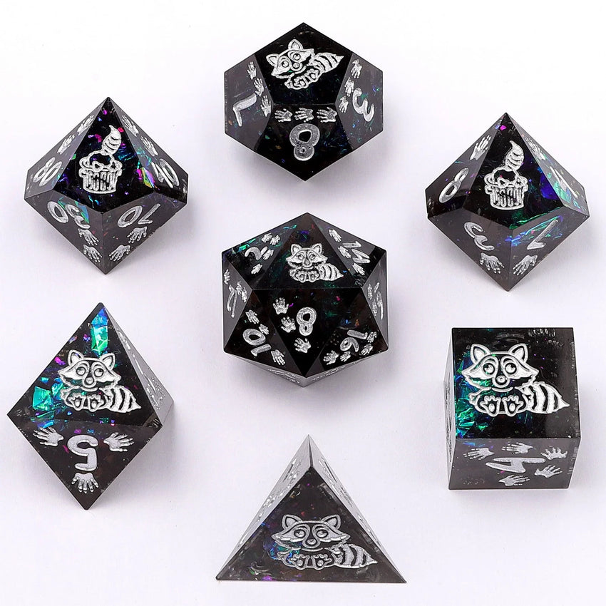 Captured Magic Sharp Edge Resin Dice Set Raccoon's Reward