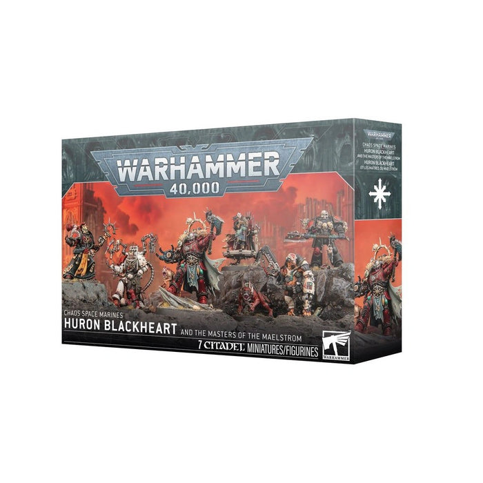 Warhammer 40,000 komplekts ar 7 detalizētām plastmasas Chaos Space Marines miniatūrām, ieskaitot Huron Blackheart.