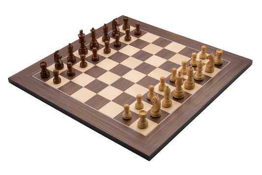 Brain Games LV Chess set board walnut inlaid 50 x 50cm - Including chess pieces