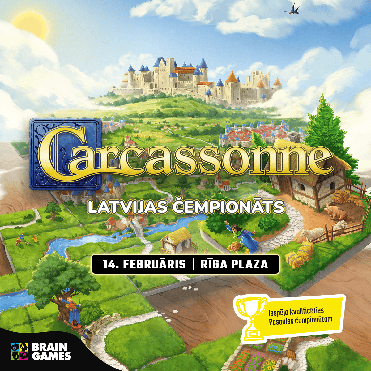 Brain Games LV gift card Turnīra biļetes Dalība Carcassonne Latvijas Čempionātā