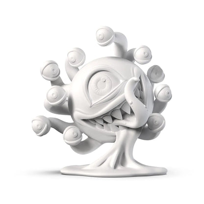 7 collu balta sveķu Beholder figūriņa galda spēlēm ar detalizētu monstru un daudzām acīm.