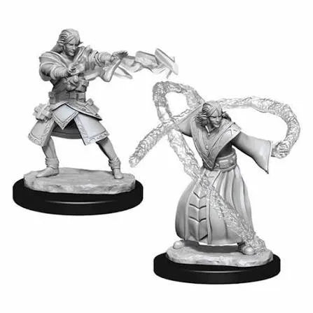 Nolzur’s Marvelous Miniatures elfu burvja figūriņas ar caurspīdīgiem maģijas efektiem uz apaļām pamatnēm.