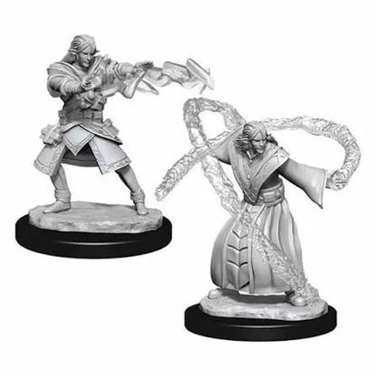 Nolzur’s Marvelous Miniatures elfu burvja figūriņas ar caurspīdīgiem maģijas efektiem uz apaļām pamatnēm.