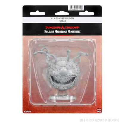Nolzur’s Marvelous Miniatures pelēka plastmasas Beholder figūriņa iepakojumā galda spēlei Dungeons & Dragons.