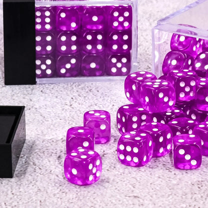 Set of 36 six-sided dice  – Transparent Purple