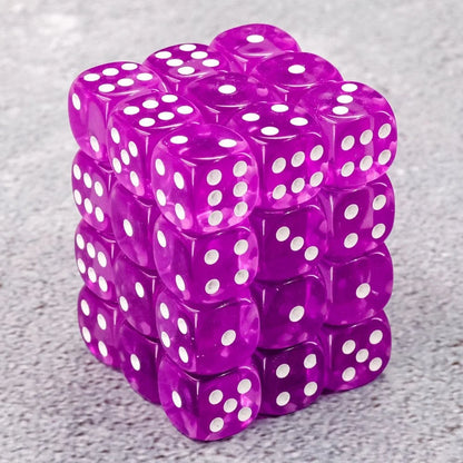 Set of 36 six-sided dice  – Transparent Purple