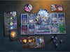 Dice Throne Artificer varoņa komplekts ar spēļu kārtīm, metamajiem kauliņiem, veselības skaitītāju un taktisko spēles planšeti.