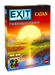 EXIT: Piedzīvojumi Katanā galda spēles kaste ar saulrieta ainavu, kalniem un Katanas salas ilustrāciju uz melna fona.
