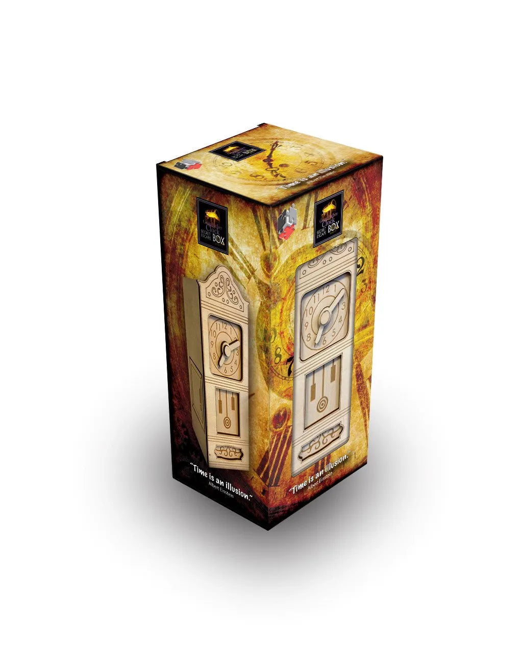 Koka mehāniskā puzle Grandfather Clock Secret Escape Box ar pulksteņa dizainu un noslēpumainu atvilktni dāvanu kastē.