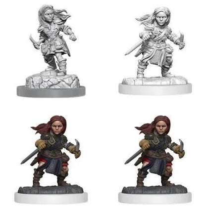 Nolzur’s Marvelous Miniatures halfling sieviete zaglis ar nažiem, krāsotas un nekrāsotas plastmasas figūriņas.