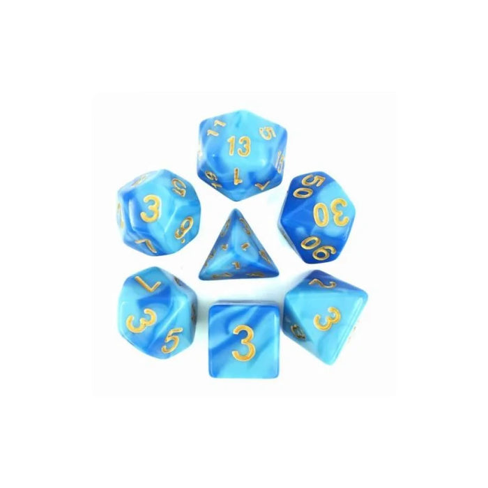 HDB-15 Set of 7 Dice in Box – Sky Blue and Blue Fusion