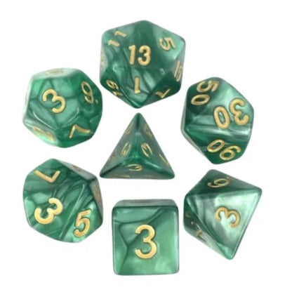 7 dices pack - green and gold
