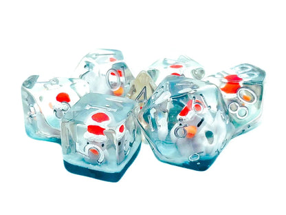 Set of 7 Resin Dice – Insert Range – in Box – Christmas Duck