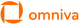 Oranžs Omniva logotips ar stilizētu kvadrātveida simbolu un uzrakstu uz balta fona.