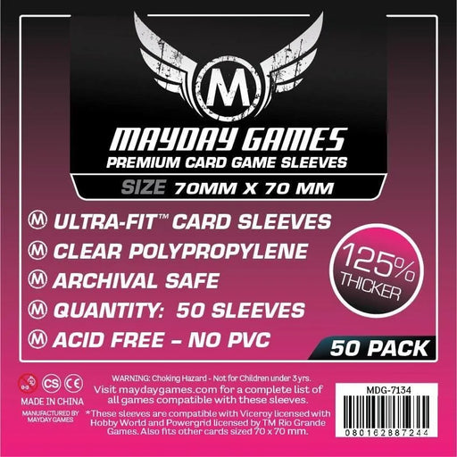 Brain-Games.lv Kāršu kabatiņas "Mayday Premium Sleeves: Small Square (70 x 70 mm)", 50 gab.