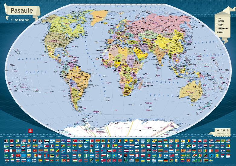 Brain Games LV Kasāmkarte Pasaule 1:50 000 000