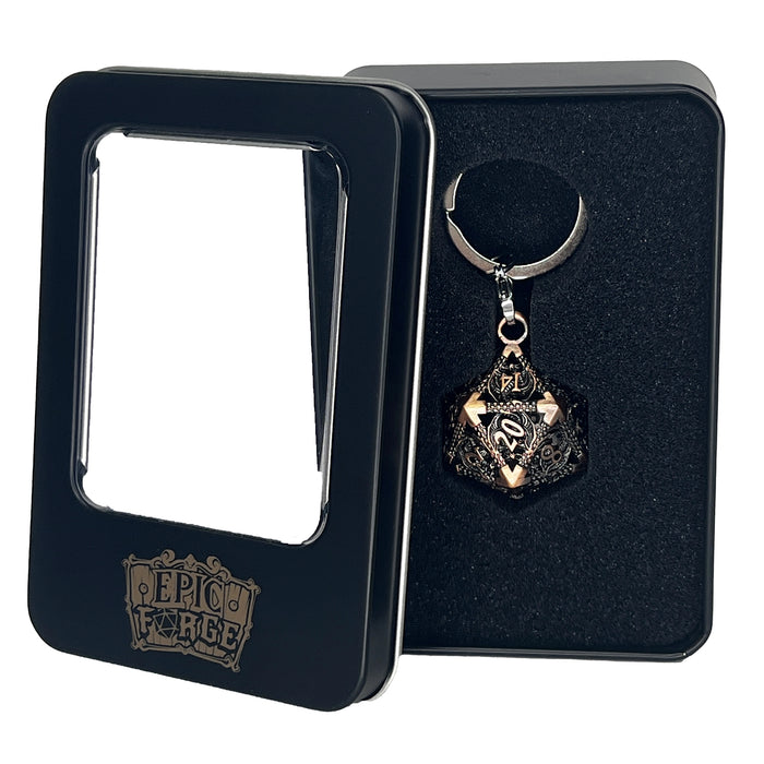 Key ring D20 Old Pink - set of 7 mini metal dice (5 mm)
