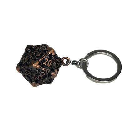 Key ring D20 Old Pink - set of 7 mini metal dice (5 mm)