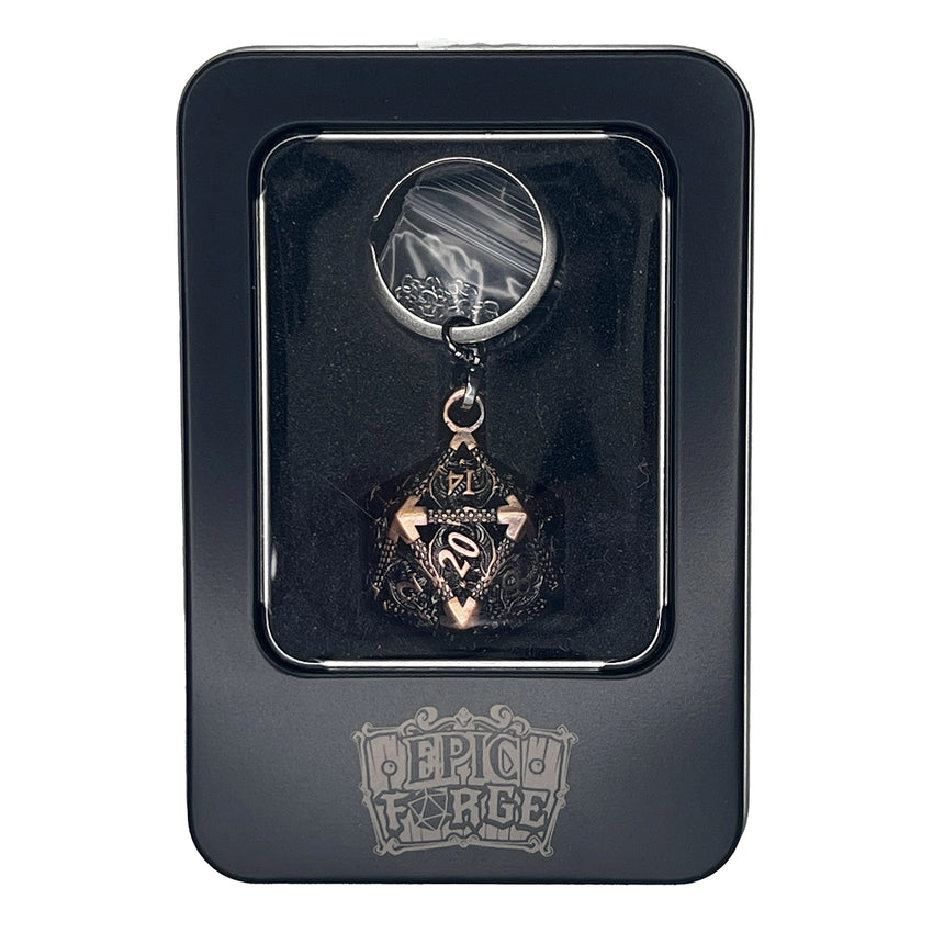 Key ring D20 Old Pink - set of 7 mini metal dice (5 mm)