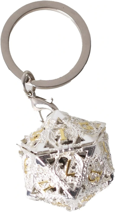 Key ring D20 Silver - set of 7 mini metal dice (5 mm)