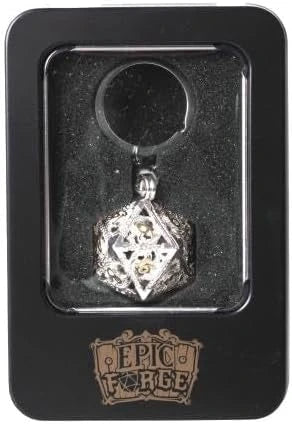 Key ring D20 Silver - set of 7 mini metal dice (5 mm)
