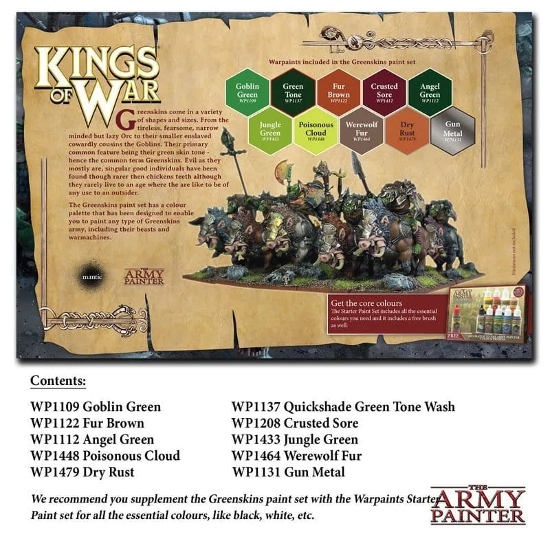 Brain Games LV Krāsošanas piederumi Kings of War Greenskins krāsu komplekts
