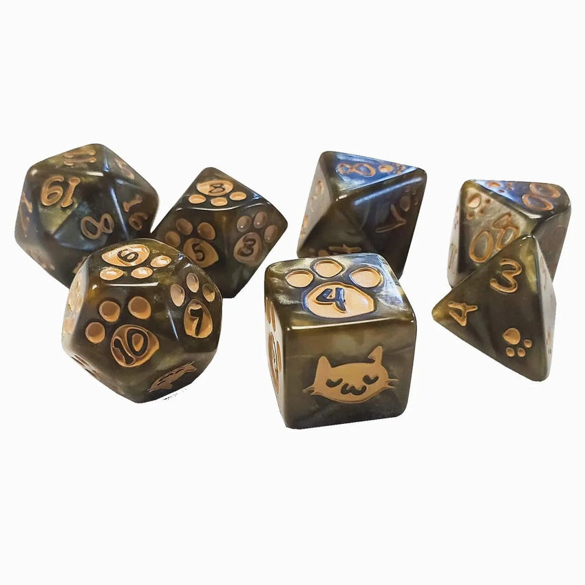 n/a Kitten Polyhedral Dice Set Brown
