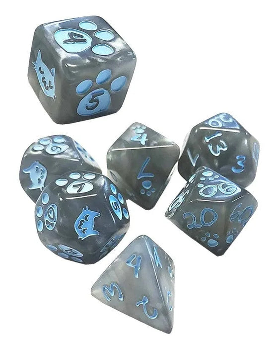 n/a Kitten Polyhedral Dice Set Gray