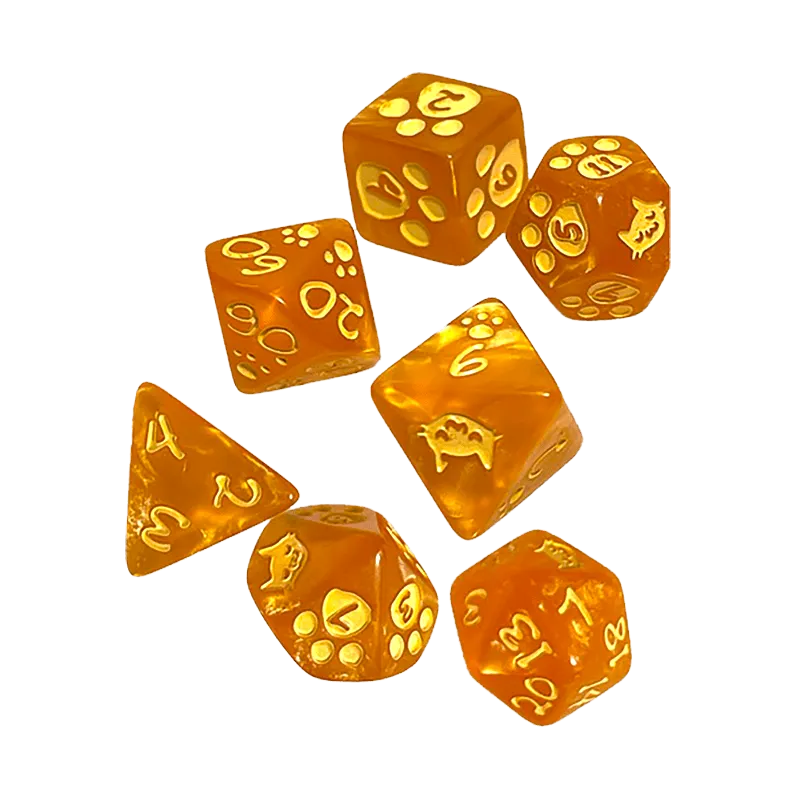 n/a Kitten Polyhedral Dice Set Orange