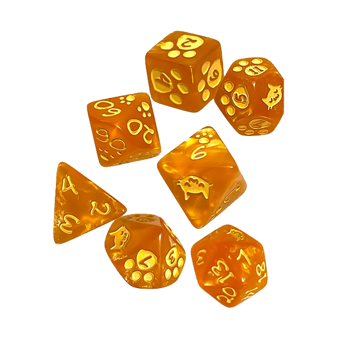 n/a Kitten Polyhedral Dice Set Orange